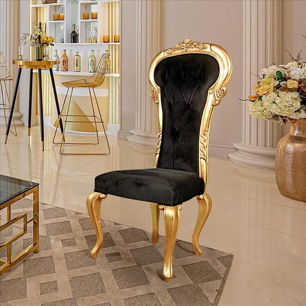 Design Toscano Delacroix Ebony Velvet Gilded Side Chair: Each AF51691